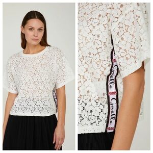 Gaelle Paris White Lace Top Sheer